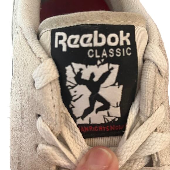 Reebok Classic Retro Sneakers Human Rights Now Women’s 8 Suede White Red Green - Picture 5 of 8